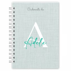Caderneta  Alfabeto Clean Linho Azul Turqueza