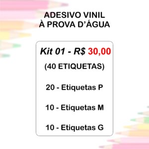 KIT 01 (40 ETIQUETAS) - VINIL À PROVA D'ÁGUA